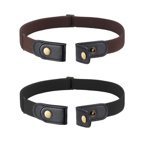 2 Pack No Buckle Free Elastic Belt for Women Men, Comfortable Adjustable Invisible Stretch Waist Belt for Jeans Shorts Pants