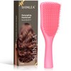 SHINLEA No Tangle Detangler Hair Brush for Wet & Dry Hair, Wave-shaped Soft Bristle Hairbrush for Reduces Breakage, Lightweight Travel Brush Detangling All Hair Types, Pink