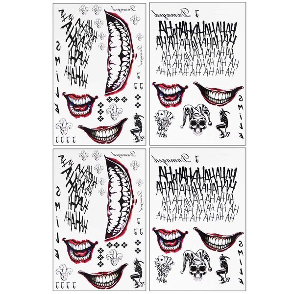 4 Sheets Halloween Temporary Tattoos,Tattoo Sticker Perfect for Halloween,Cosplay, Costumes and Party Accessories