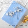 Catery Flower Wedding Bride Hair Pins Pearl Bridal Hair Pieces Crystal Hair Clips Silver Hair Accessories for Women Pack of 2 (Silver)