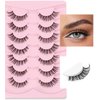 Lashes False Eyelashes Natural Cat Eye Lashes 14mm Wispy Eyelashes with Thin Memory Band Volume False Lashes Soft Strip Lashes Pack C Curl Natural Eyelashes Fake Lashes 7 Pair EVENTILL
