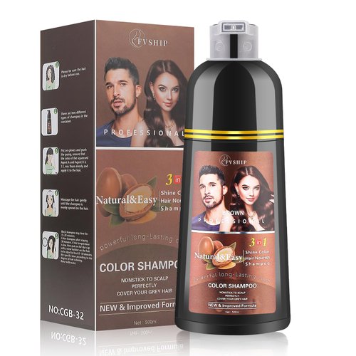 Generic Salon-Quality Hair Dye Shampoo, 3-in-1 Hair Color Shampoo, Color Hair in Minutes, No Stick to Scalp, FVSHIP Hair Color Shampoo, Gray Hair Coverage for Women & Men (Black)