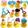 Rubber Duck Bath Toys Cute and Funny Colorful Small Wig Rubber Ducks, Decorate Home Kids Room Bathroom, Holiday Cruise Souvenir, Holiday Birthday Party and Summer Pool Add Mood (Style Random) (4)
