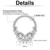 ONESING 12 Pcs Septum Rings 16G Septum Jewelry Surgical Steel Septum Piercing Jewelry CZ Butterfly Dangle Daith Cartilage Helix Horseshoe Nose Hoop Lip Rings Silver Septum Rings for Women