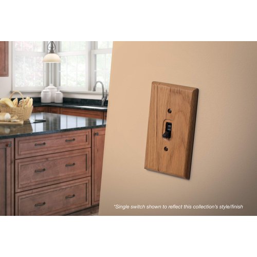 Brainerd 64654 Wood Square Double Decorator Wall Plate / Switch Plate / Cover, Medium Oak