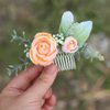 Fangsen Wedding Rose Flower Hair Comb Bridal Headpiece Floral Hair Accessories for Brides and Bridesmaids (Ivory)