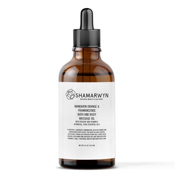 Mandarin Orange & Frankincense Body Oil | Natural Organic Bath & Massage Moisturizer with Rosehip & Vitamin E | 4oz