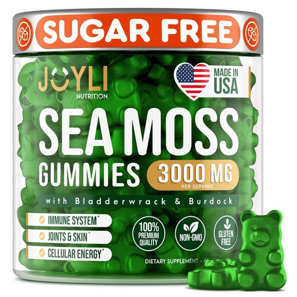 Sea Moss Gummies - Irish Seamoss Gummies for Adults & Kids - Advanced Superfood Supplement with Natural Sea Moss Gel, Bladderwrack & Burdock Root Extract - 60 Vegan Irish Moss Gummy Bears