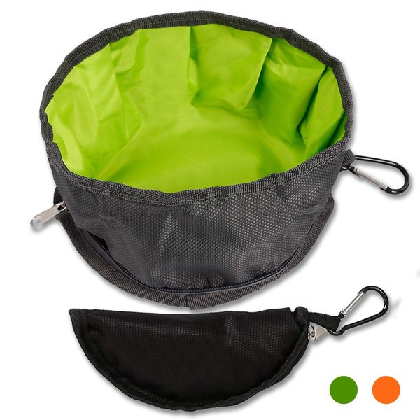 YMTECH 2 Pcs Collapsible Dog Bowls for Travel,Foldable, Portable and Light for Food and Water- (Green+Orange)…