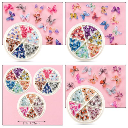 PAGOW 90pcs 3D Acrylic Butterfly Charms for Nails, 18 Colors Butterfly Nail Glitter Sets, Novel Design Acrylic Butterfly Nail Charms for Nail Art Decoration & DIY Crafting Design