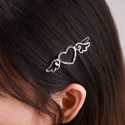 YienDoo Lover Heart Hairpin Barrette Hoop Heart Hair Clip Headpieces Silver Minimalist Bobby Pin Love Heart Hair Barrette Head Clip Ponytail Holder Accessories for Women Girls