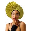 Nigerian for Women Turban Head Wrap African Gele Headties Femme Handmade Sewing Fashion Head Tie for Party (Yellow)