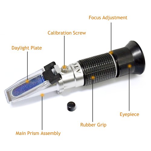Honey Refractometer for Honey Moisture, Brix and Baume, 3-in-1 Uses, 58-90% Brix Scale Range Honey Moisture Tester, with ATC, Ideal for Honey, Maple Syrup, and Molasses, Bee Keeping Supplies