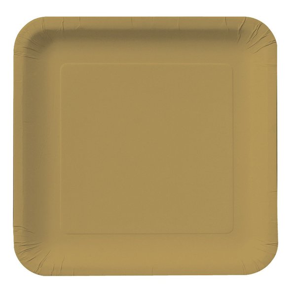 Creative Converting Touch of Color 18 Count Square Paper Dinner Plates, Glittering Gold