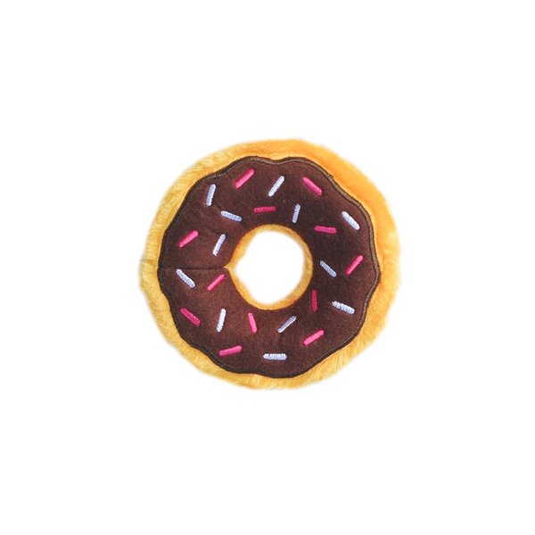 ZippyPaws - Mini Donutz No Stuffing Squeaky Plush Dog Toy - Chocolate, Mini Size