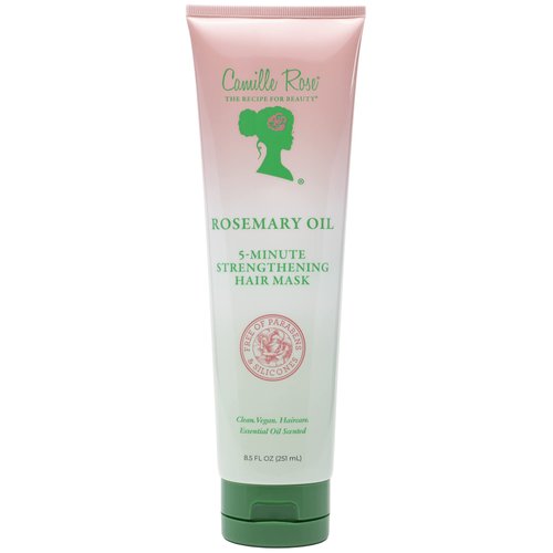 Camille Rose Rosemary Oil 5-Minute Deep Strengthening Hair Mask and Conditioner, with Natural Castor, Peppermint, and Rosemary Oils for Hair Growth & All Hair Types, 8.5 fl oz