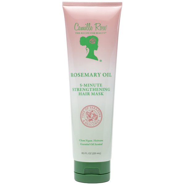 Camille Rose Rosemary Oil 5-Minute Deep Strengthening Hair Mask and Conditioner, with Natural Castor, Peppermint, and Rosemary Oils for Hair Growth & All Hair Types, 8.5 fl oz