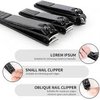 Nail Clippers Perfect 3 pcs Set Black Stainless Steel Fingernail & Thick Toenail & Ingrown Nail Clippers, Nail Clippers Cutter for Men and Women(Black).