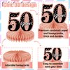 10Pcs Rose Gold 50th birthday decorations Honeycomb Centerpieces for women ，Happy 50th Birthday Centerpieces Tables Toppers Party Supplies,50th Birthday Table Sign Decor