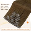 Full Shine Brown Clip in Human Hair Extensions Seamless Clip in Hair Extensions,Pu Weft Medium Brown Real Human Hair Clip in Extensions Straight Brazilian Hair 18 Inch 8 Pcs 120G