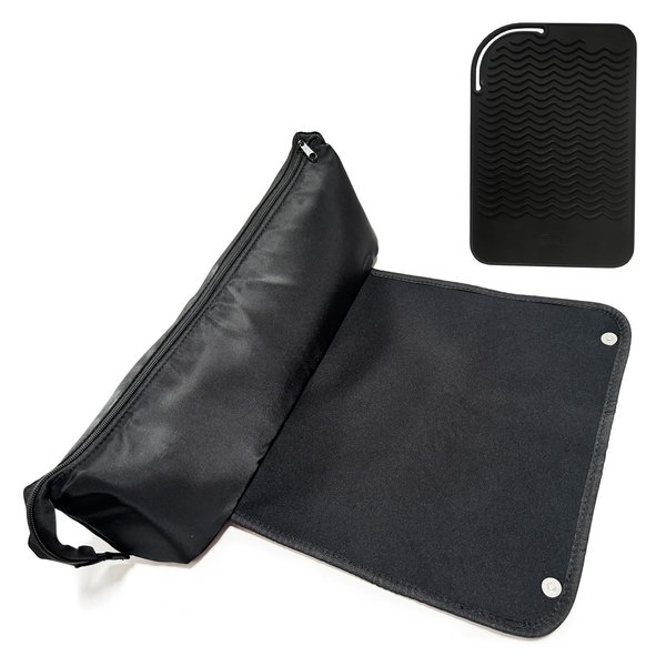 Yuzkouge Hair Tools Travel Bag and Heat Resistant Mat，Set of 2, Women Essentials Storage Pouch for Curling Iron Straightener Flat Iron Hair Dryer
