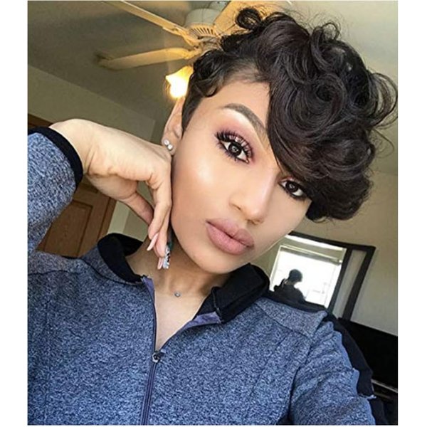 Sirukou Hair Short Wavy Wig With Bangs Short Brown Wig Synthetic Wigs For Black Women Short Hair Wigs For Women Short Wavy Wigs For Black Women Nice Hair