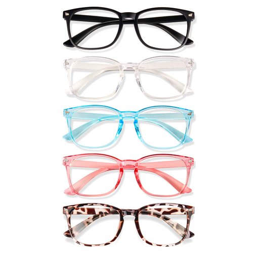 WinToo Blue Light Blocking Glasses, Computer Reading/Gaming/TV/Phones Glasses for Men Women,Anti Eyestrain UV Glare (5 Pair)