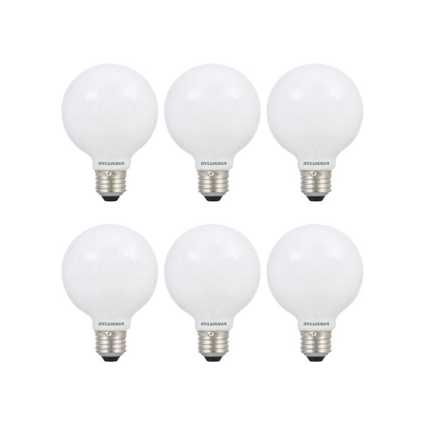SYLVANIA LED TruWave Natural Series Globe Light Bulb, 40W Equivalent, Efficient 4.5W, Daylight Medium Base, Dimmable, Frosted - 6 Pack (40888)