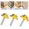 TOTOWOOD 45 Degree Lock Miter Router Bit 3-Piece Set, for 31/64", 37/64",3/4" Cutting Height, 1/4 Inch Shank.Woodworking Tools Joint Router Bits (3PCS 1/4 Shank)