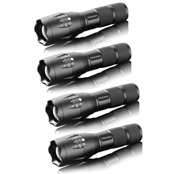 TotaLohan Military Grade 2000 Lumen 5 Mode LED Tactical Flashlight Torch for Hurricane Camping Biking Hiking Home Emergency,4 Pack