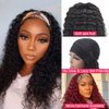 4GIRL4EVER Deep Wave Glueless Human Hair Wigs for Women Half Wig 180% Density Real Headband Wig Human Hair Curly Headband Wigs Brazilian Virgin Hair None Lace Front Wig(26 Inch)