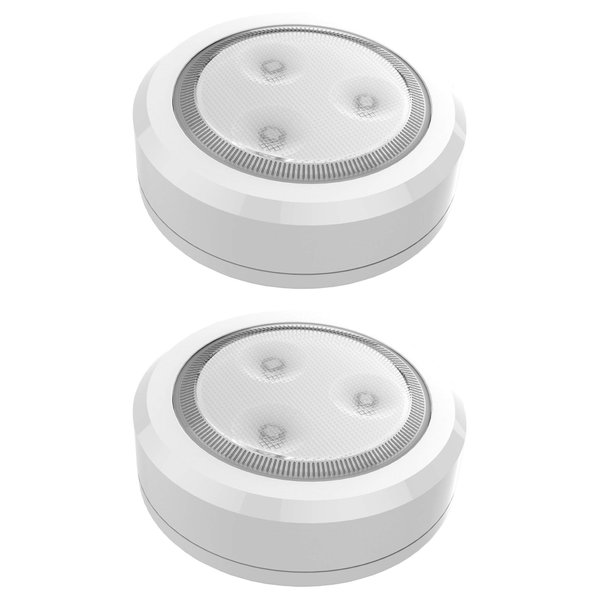 Brilliant Evolution Ultra Thin Wireless LED Touch Lights Stick On, 2pk - LED Under Cabinet Lighting - Closet Lights - Puck Lights Battery Operated - Under Counter Lights - Stick On Push Lights