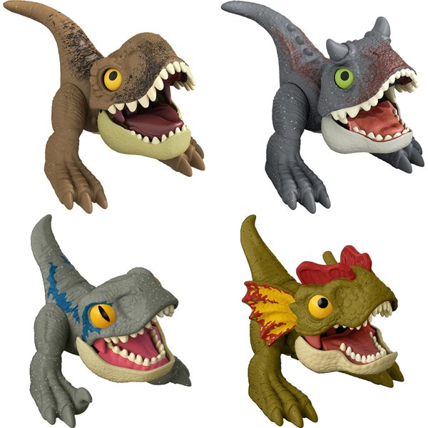 Mattel Jurassic World Dominion Uncaged Wild Pop Ups Dinosaur Toys, 4 Pack Collectible Figures, Manually Activated
