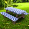 UMINEUX Rectangle Picnic Table Cover with Bench Covers, Fitted Vinyl Tablecloth for 6 FT Tables, Waterproof, Flannel Backing, Elastic Edge (30 x 72 Inch, Blue Plaid)