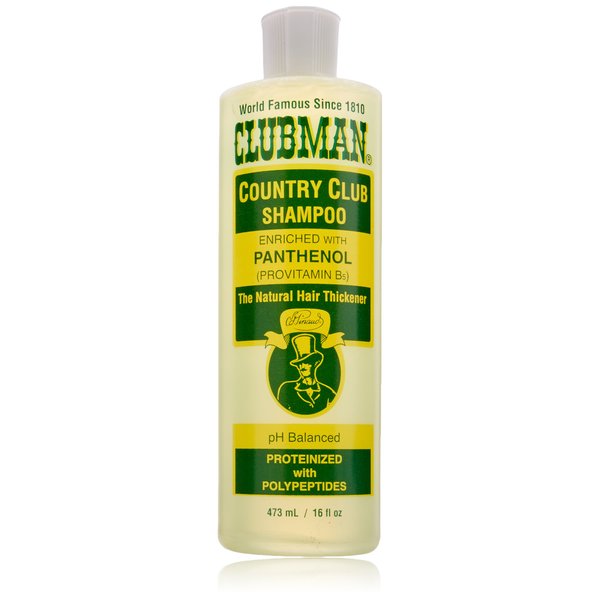 Clubman Country Club Shampoo, Enriched with Panthenol, The Natural Hair Thickener, pH Balanced, Proteinized with Polypeptides, 16 fl. oz.