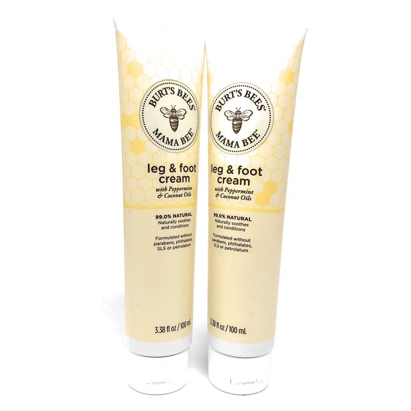 Burt's Bees Mama Bee with Oil, Leg & Foot Cream Peppermint 3.38 Fl Oz (Pack of 2)