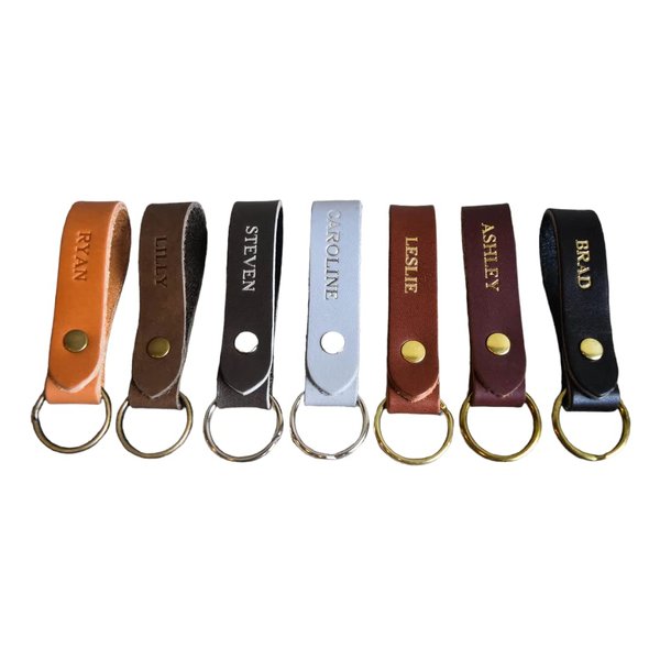 Personalized Leather Keychain for Father’s Day Gifts - Premium Engraved Keychains for Men & Women - Monogrammed, Handcrafted Personalized Keychain for Dad - Durable Mens Keychains for Car Keys
