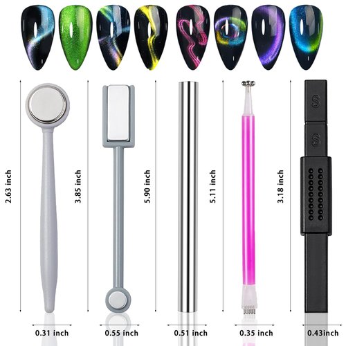 WOKOTO 10Pcs nail art Cat Eye Magnet For Nails gel polish Magnets Pens For Cat Eye Nail Art Tools Gradient Ombre Design Magnetic Sticks tools For Women Nails Magnets For Magnetic Nail Polish Magnet