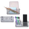 MyGift Silver Wire Mesh Metal Magnetic Hanging Storage Basket, Locker Organizer Bin with Magnet, Rectangular Office Supplies Holder, Pencil, Pen, Marker Holder, Set of 3