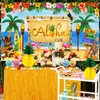 Hawaiian Luau Party Decoration Pack (159 Pcs), Tropical Beach Themed Aloha Summer Party Supplies Kit, (including Table Skirt, Backdrop, Balloons, Straws, Hibiscus Palm Leaves, Food Topper, Pineapples)