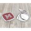 Caroline's Treasures CJ1043-MSCM Letter M Chevron Crimson and Grey Compact Mirror Decorative Travel Makeup Mirror for Women Girls Gifts Pocket Makeup Mirror Folding Handheld