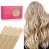 WENNALIFE Tape in Hair Extensions Human Hair, 20pcs 50g 18 inch Light Blonde Highlighted Golden Blonde Remy Hair Extensions Straight Human Hair Tape in Extensions Skin Weft Tape Extensions Human Hair