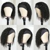 Youngirl Deep Wave Headband Wig Human Hair 12 Inch Curly Headband Wigs for Black Women Human Hair Glueless None Lace Front Wigs Brazilian Virgin Hair Wig Machine Made 150% Density Natural Black Color