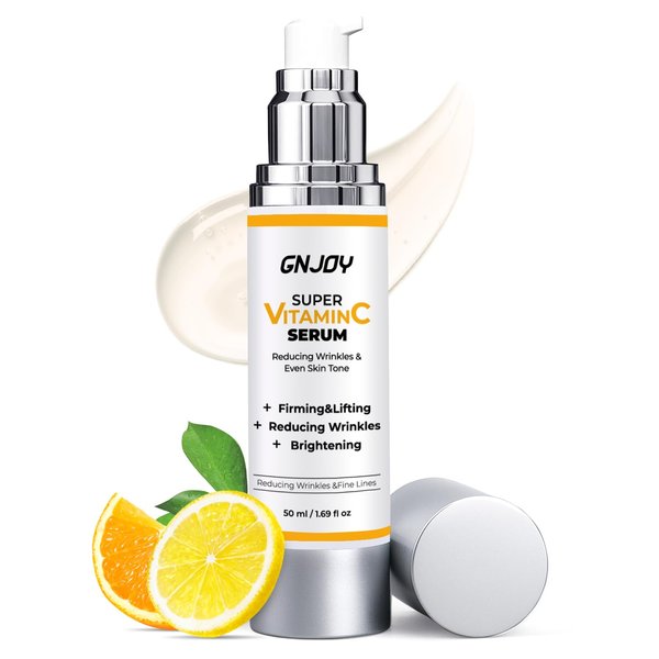 GNJOY Super Vitamin C Serum for Mature Skin - 84% Super C Serum for Women Anti Aging Serum with Vitamin C Caffeine - Vitamin C Face Serum For Hydrate, Firm, Lift - 50ml