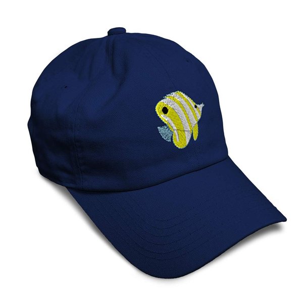 Soft Baseball Cap Animal Wildlife Saltwater Butterfly Fish Ocean and Ocean Twill Cotton Sea Dad Hats for Men Women Navy Design Only