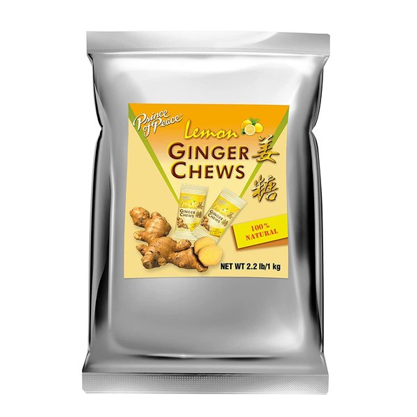Prince of Peace Ginger Chews with Lemon Made from Real Ginger Root, Non-GMO, Vegan Candy Individually Wrapped Healthy Candy 2.2Lb/1kg