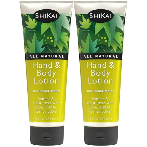 ShiKai - Cucumber Melon Hand & Body Lotion, Plant-Based, Perfect for Daily Use, Rich in Botanicals, Softens & Hydrates Skin, Mildly Formulated for Dry, Sensitive Skin, Creamy Texture (8 oz, 2-Pack)