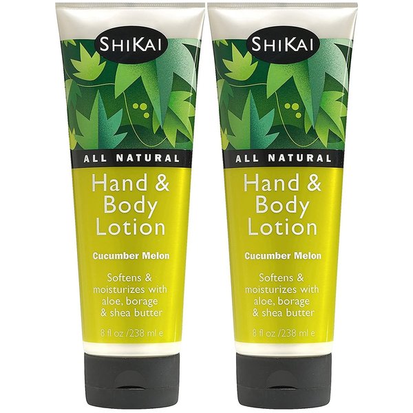 ShiKai - Cucumber Melon Hand & Body Lotion, Plant-Based, Perfect for Daily Use, Rich in Botanicals, Softens & Hydrates Skin, Mildly Formulated for Dry, Sensitive Skin, Creamy Texture (8 oz, 2-Pack)
