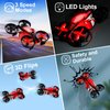 UNTEI 2 In 1 Mini Drones for Kids Remote Control Drone with Land Mode or Fly Mode, LED Lights,Auto Hovering, 3D Flip,Headless Mode and 3 Batteries,Toys Gifts for Boys Girls (Red)