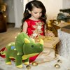 Cute Dinosaur Stuffed Animals for Girls, Dino Party Favors, Cuddly Triceratops Plush Toy for Kids & Adults, Huggable Triceratops for Baby, Birthday Xmas Gifts for Toddlers Age 3+ (Green,15 inch)